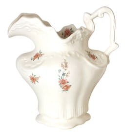 Antique Porcelain Pitcher with Floral Decoration, Early 20th Century