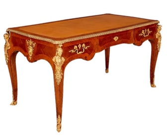 Louis XV Style Gilt-Bronze Mounted Tulipwood and Kingwood Bureau Plat Stamped Corbisier