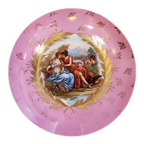 Antique Vienna Austria Pink-Ground Cabinet Plate with Classical Figural Scene