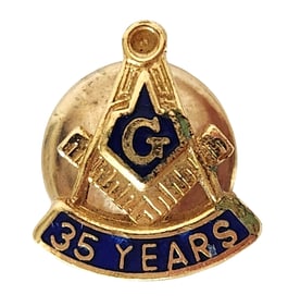 Vintage Masonic 35 Years Enamel Lapel Pin / Jewel
