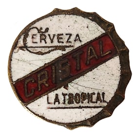 Vintage Cuban Beer Advertising Pin – Cerveza Cristal “La Tropical?? Enamel Lapel Badge