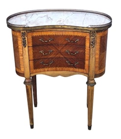 Louis XVI-Style Marble-Top Demilune Table, Late 19th / Early 20th Century