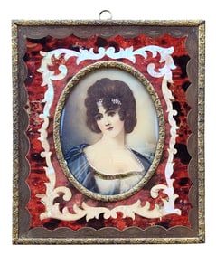 19th-Century Portrait Miniature of Juliette Récamier, After the Celebrated Neoclassical Muse