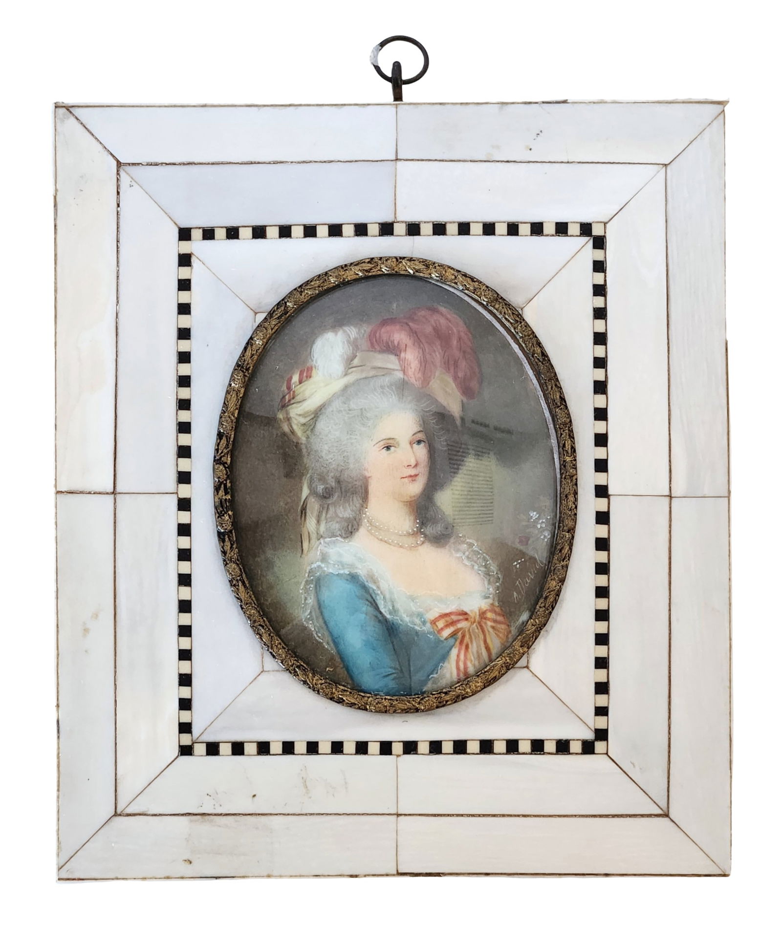 19th-Century Portrait Miniature of Charlotte Marie de Gasville, Signed “A. David,?? in White (1 of 5)