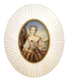 19th-Century Portrait Miniature of Madame Louise of France, Daughter of King Louis XV, in Oval Frame