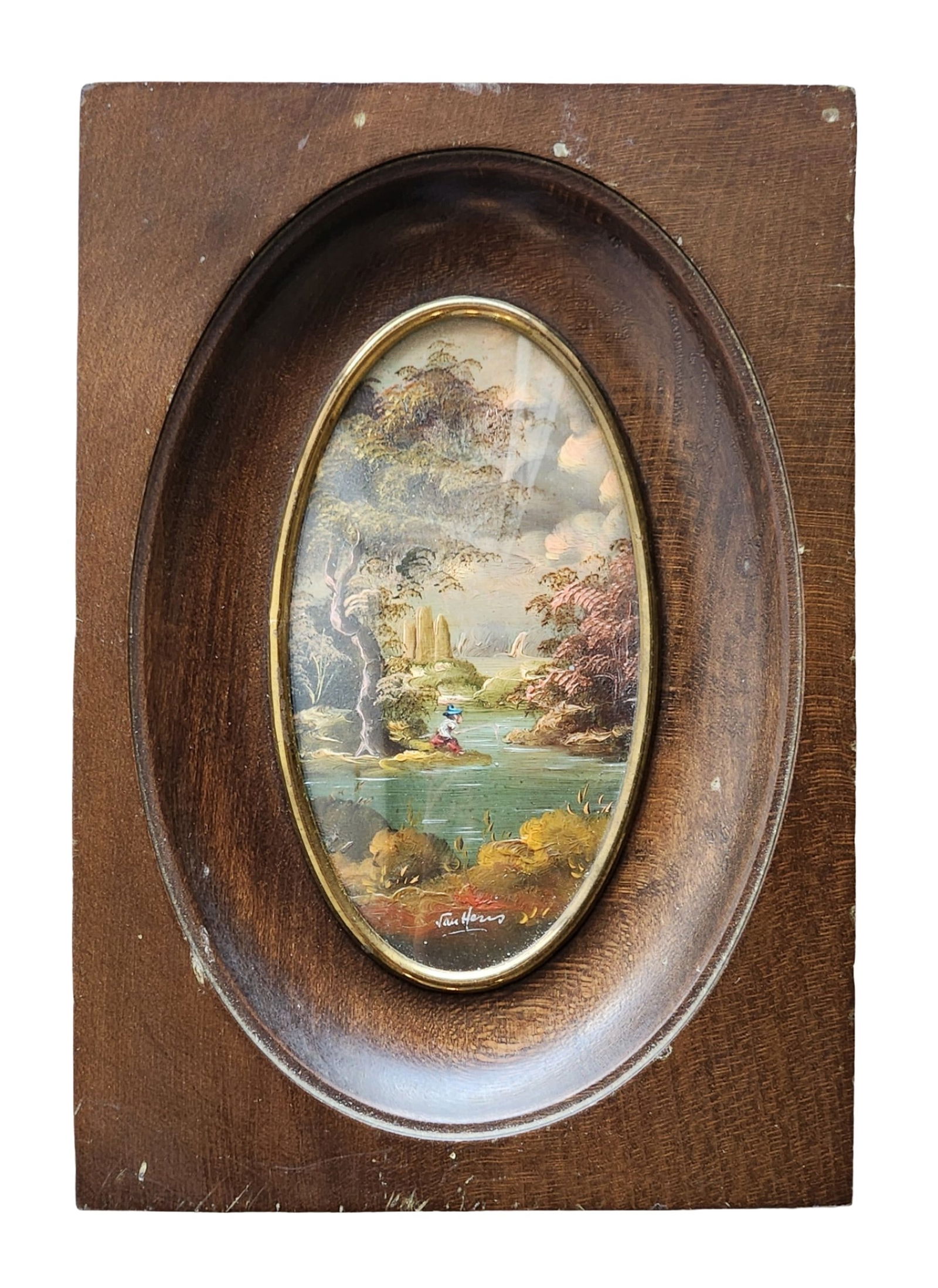 Signed Continental Landscape Miniature, Possibly “Van Thoren,?? Late 19th–Early 20th Century (1 of 4)