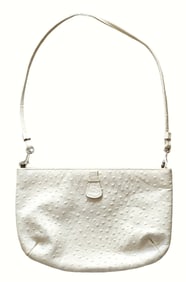 Vintage White Faux Crocodile Leather Shoulder Bag, 1960s–1970s
