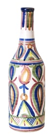 Vintage Hand-Painted Spanish Ceramic Bottle Vase – “Fabrica Toledo Spain?? Folk Art Pottery