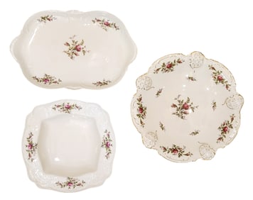 Rosenthal “Sanssouci?? Moss Rose Porcelain Serving Pieces, Germany, Set of Three