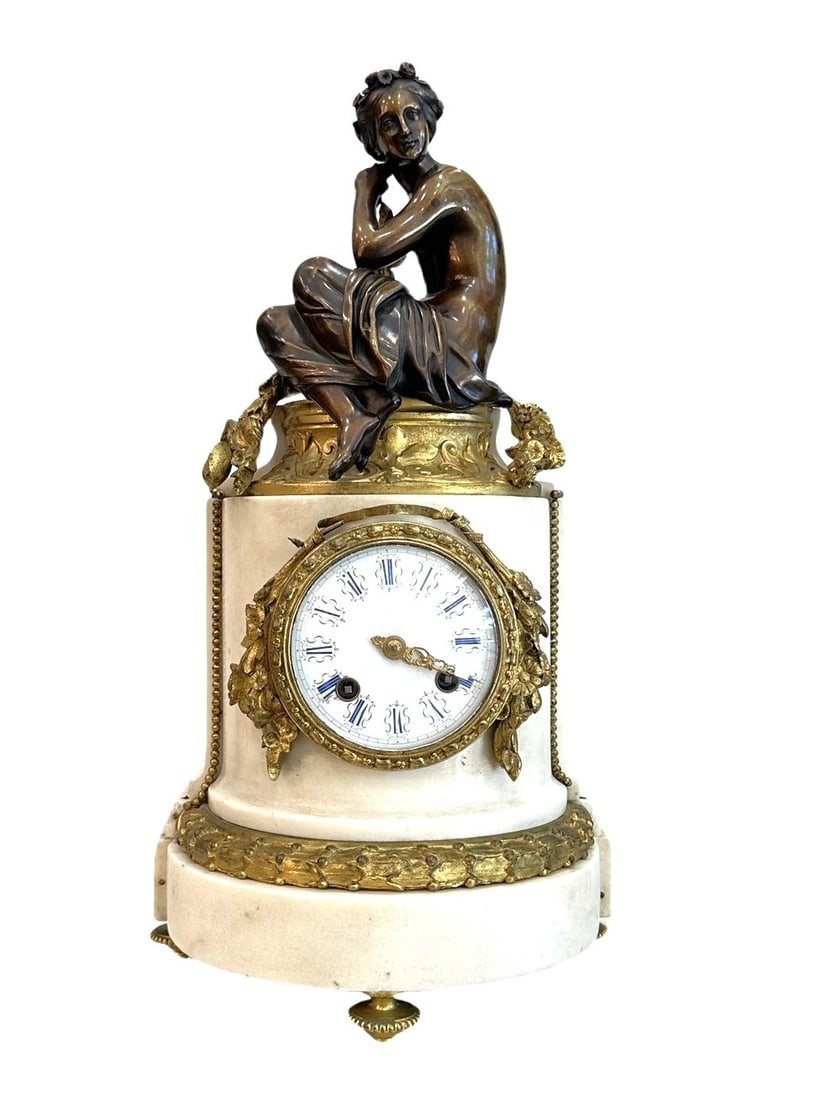 Antique French Marble & Gilt Bronze Taveau Freres Clock (1 of 7)
