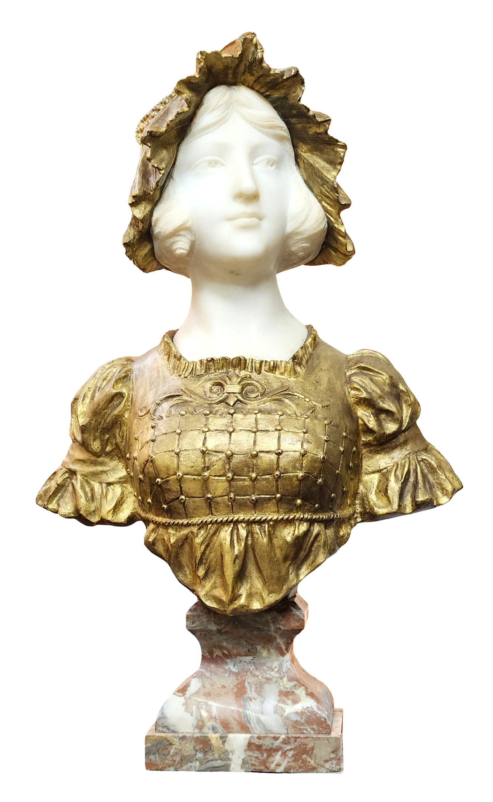 Charles R. Faggioni (Italian, 19th/20th Century): Charles R. Faggioni (Italian, 19th/20th Century) Bronze and Marble Measure 21 1/8 in H