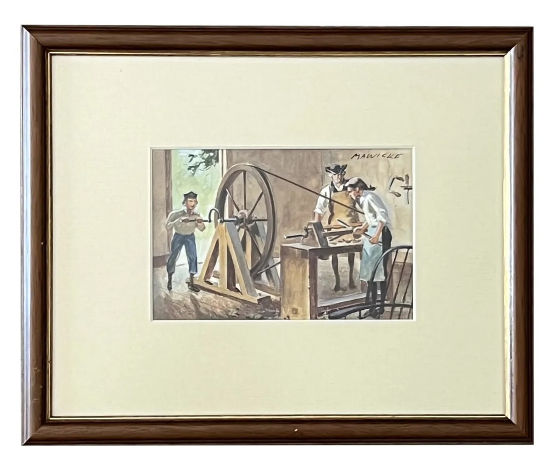 Tran Mawicke (Born 1911) American: Tran Mawicke (Born 1911) American Watercolor on Paper Measure 3 1/2"in H x 5 1/4"in W and 8 1/2"in H x 10 1/2"in W with frame