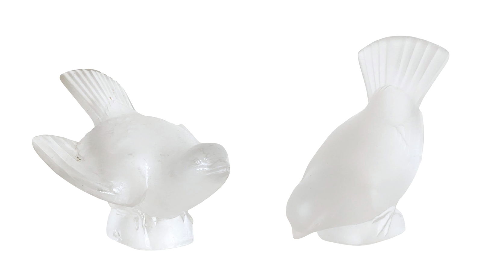 Pair of Lalique France Frosted Crystal Birds, Signed (1 of 7)