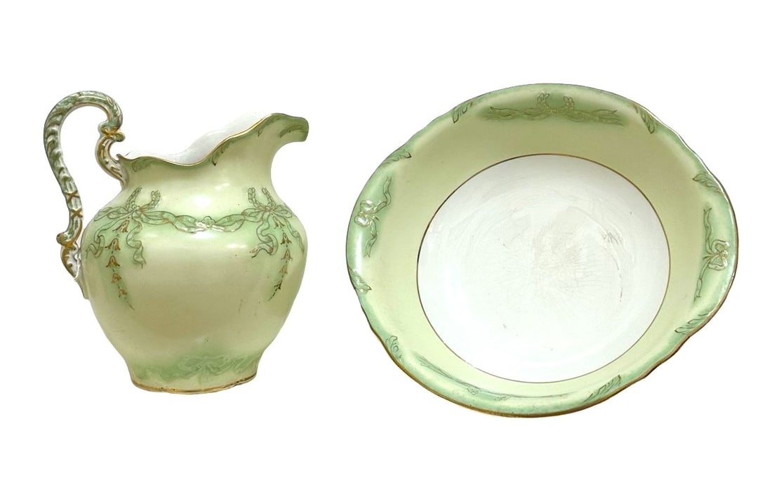 John Maddock & Sons Royal Vitreous England Pitcher and Bowl (1 of 10)