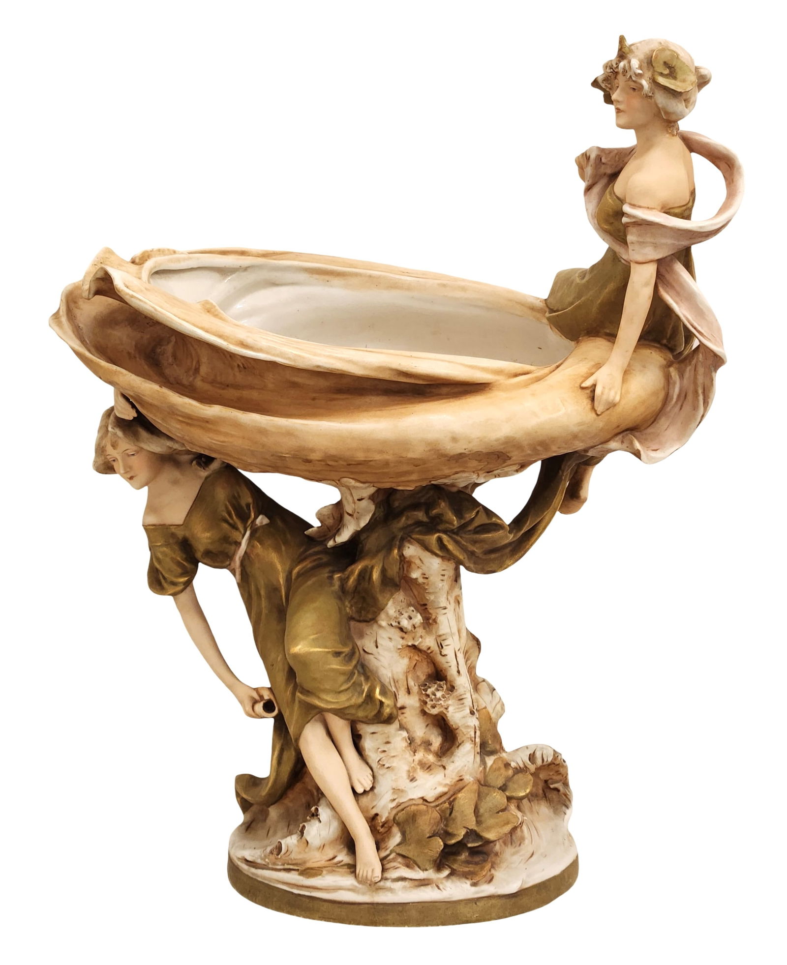 Royal Dux Bohemia Art Nouveau Porcelain Figural Centerpiece, Model 1517, c.1900 (1 of 7)