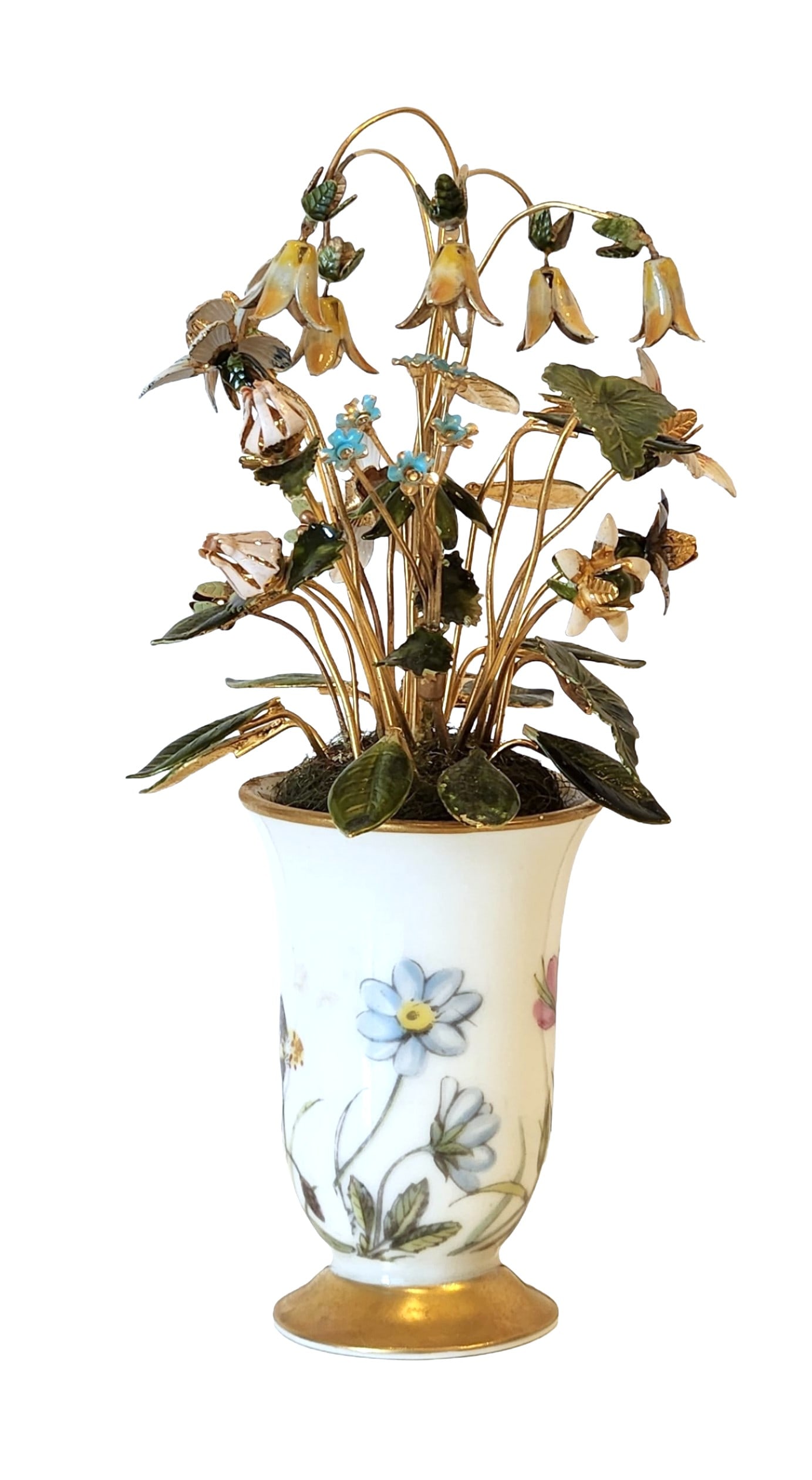 Gorham Jane Hutcheson Enameled Floral Arrangement in Hand-Painted Bavarian Porcelain Vase (1 of 3)
