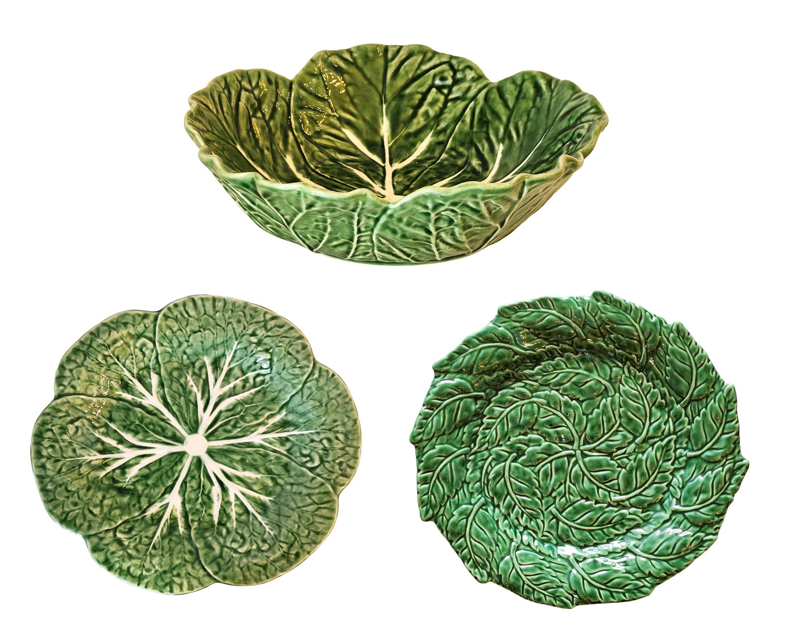 Collection of Green Glazed Leaf-Form Dishes, Portuguese and English (1 of 5)