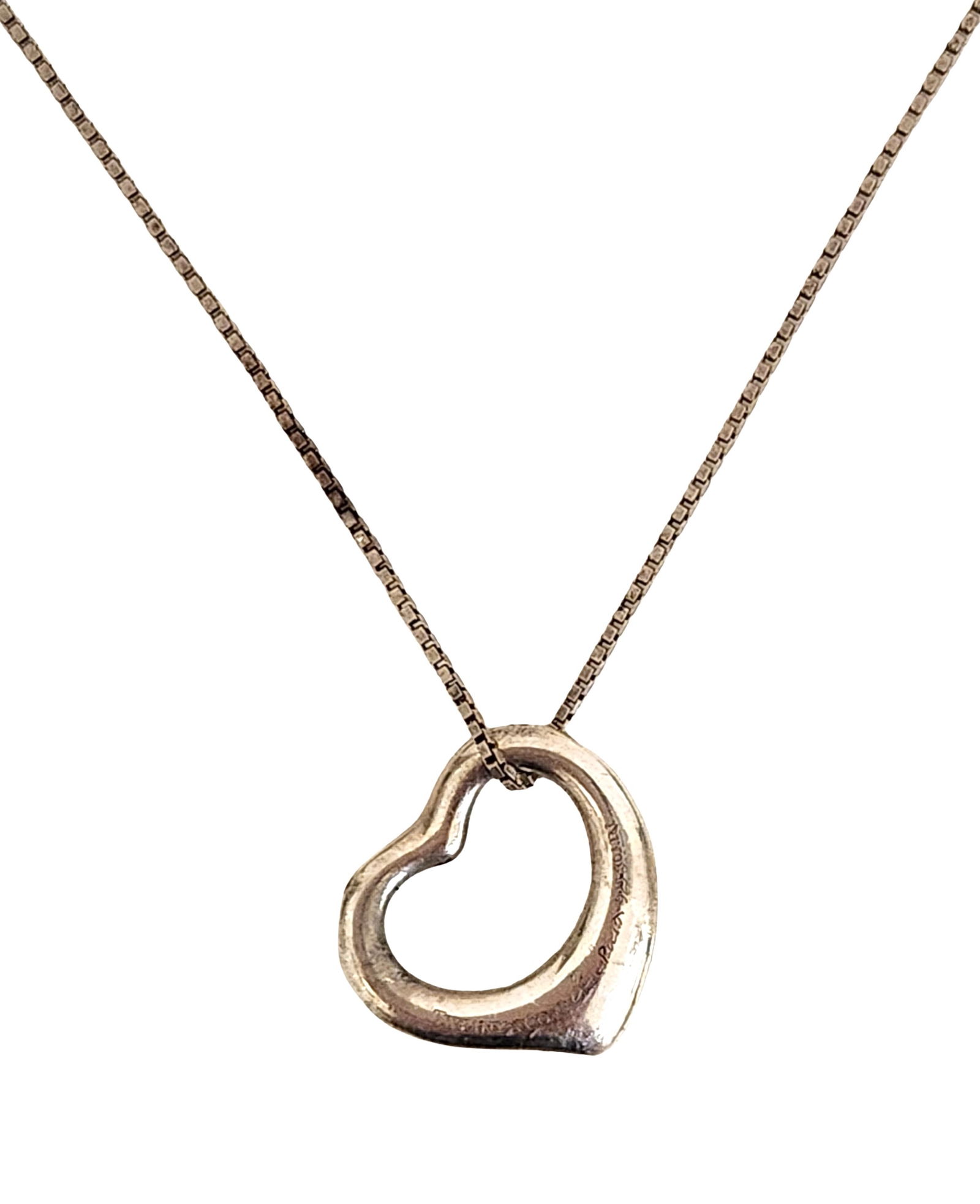 Tiffany & Co. Sterling Silver Open Heart Pendant Necklace, Elsa Peretti (1 of 5)