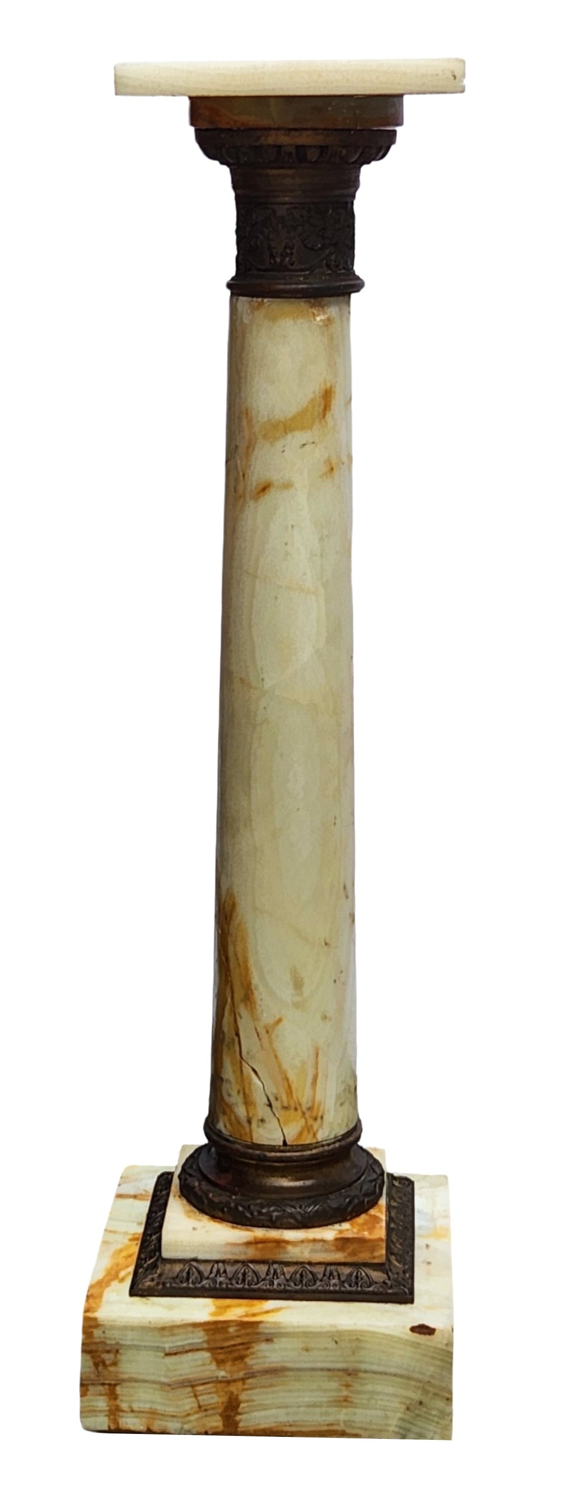Neoclassical Onyx Pedestal Column with Bronze Mounts (1 of 7)