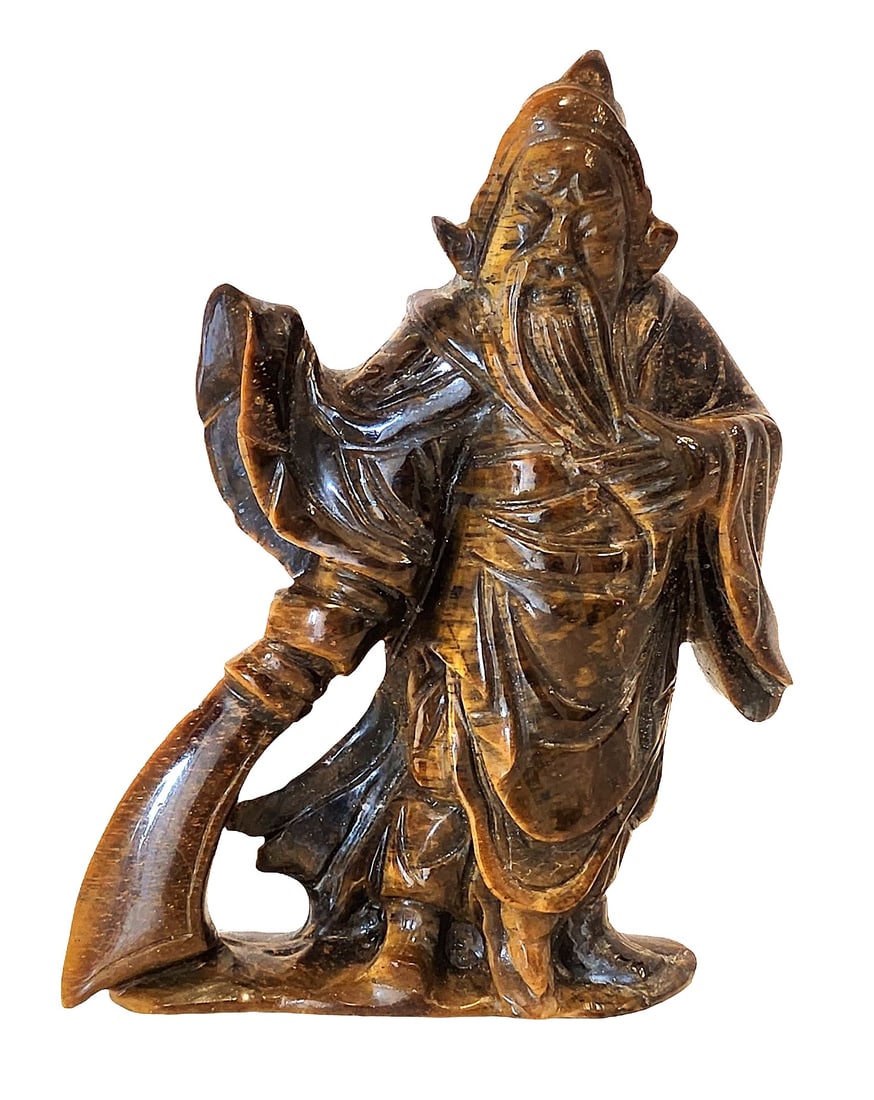 Chinese Carved Tiger’s Eye Figure of a Bearded Immortal (1 of 4)