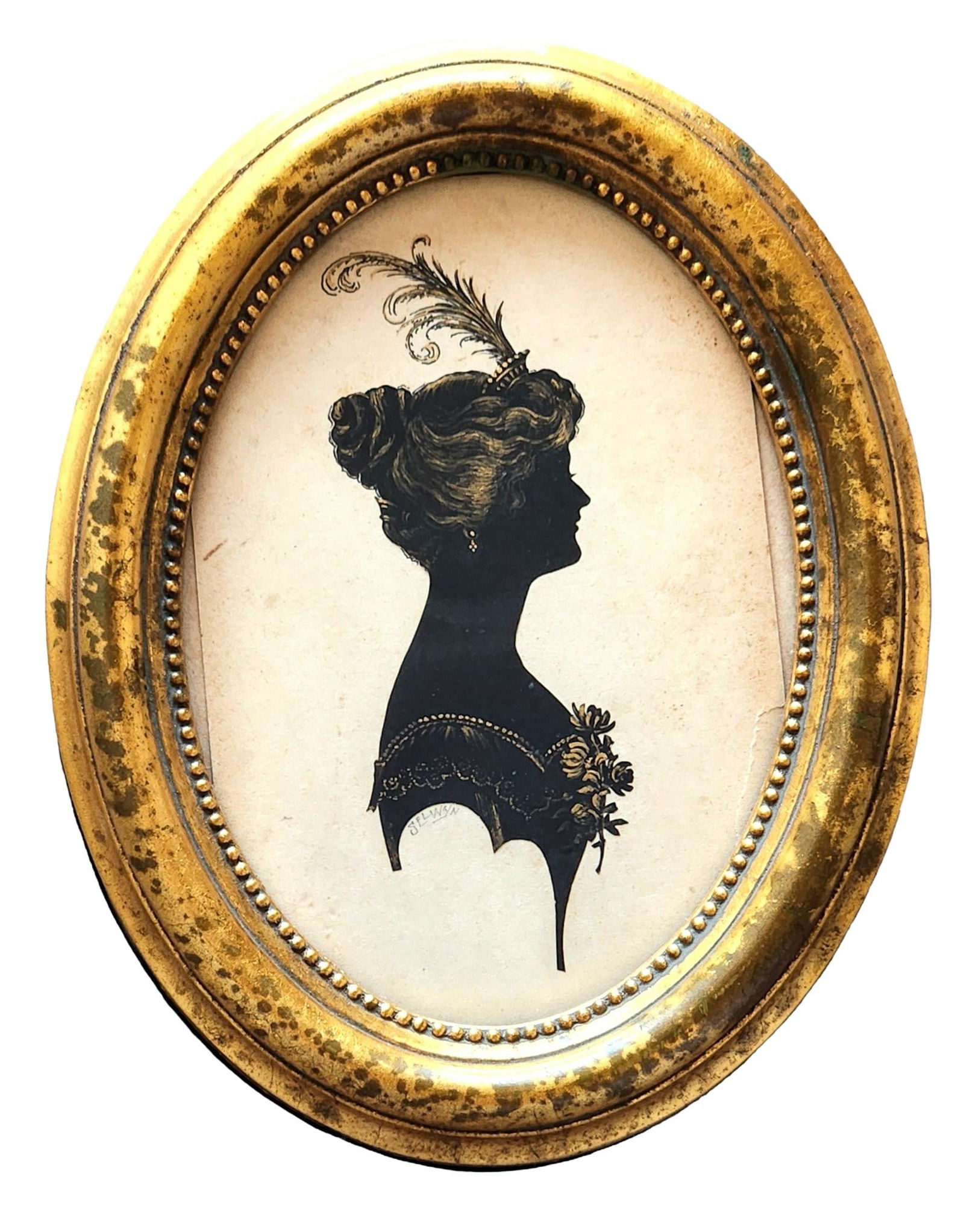 Antique Silhouette Portrait of a Lady, Signed Selwyn, 19th Century (1 of 5)