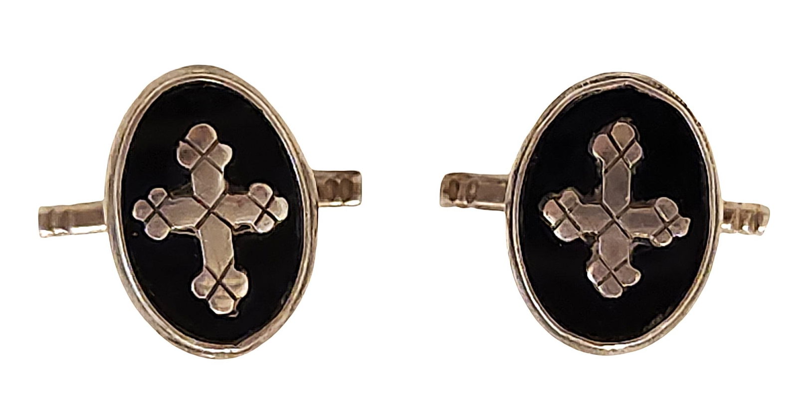 Vintage Sterling Silver and Black Onyx Cross Cufflinks (1 of 3)
