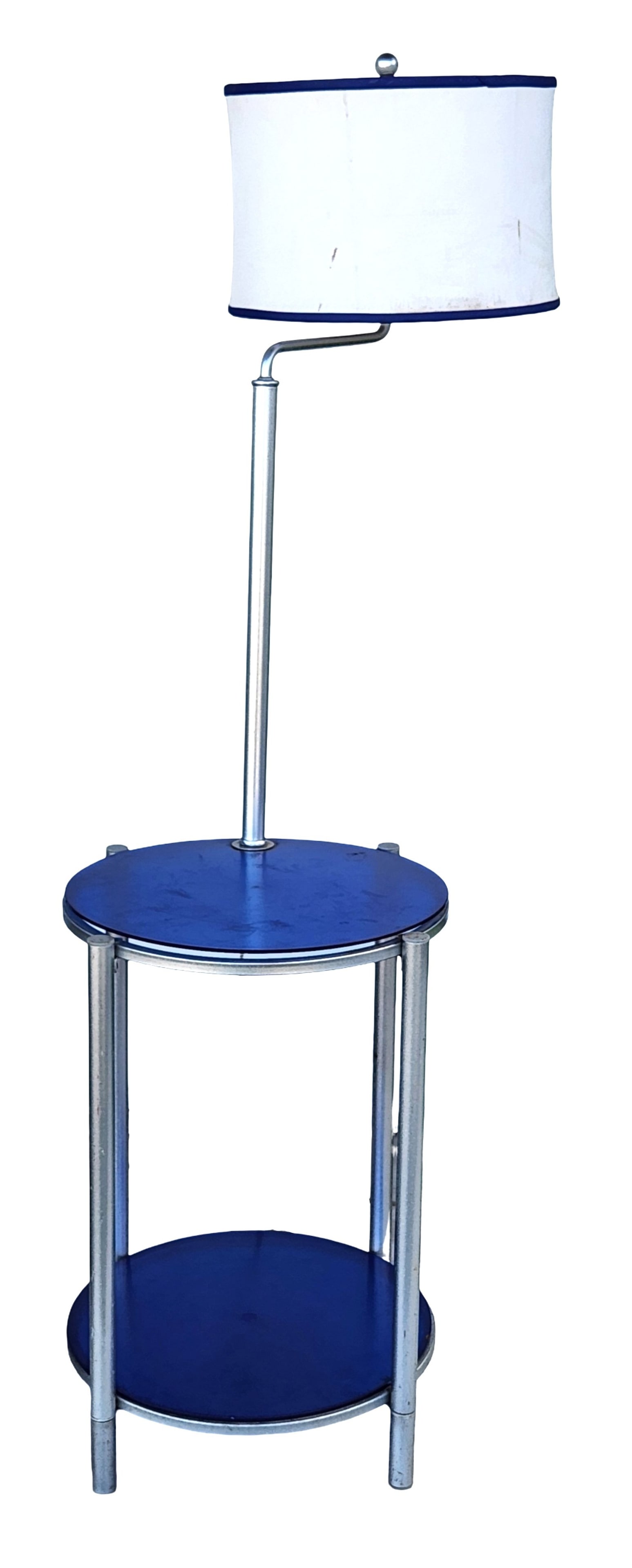 Modern Chrome and Blue Glass Side Table Lamp (1 of 6)