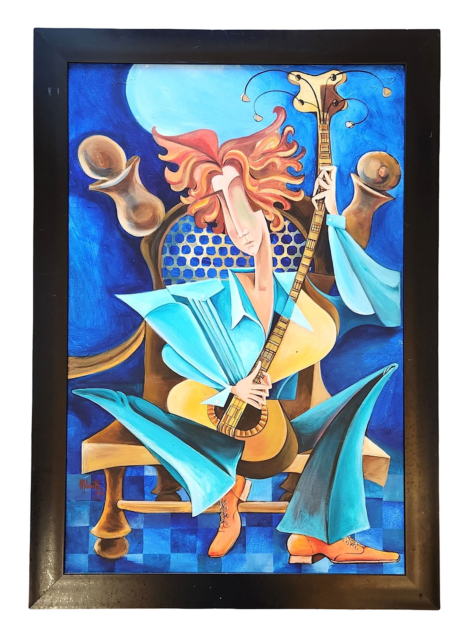 Milena Fernandez Bajo (Born 1970) Cuba: Milena Fernandez Bajo (Born 1970) Cuba Acrylic on Canvas Measure 36"in H x 24"in W and 40 1/2"in H x 28 1/2"in W x 1"in D framed Biography: Milena Fernandez Bass, born in the city of Havana, Cuba, on