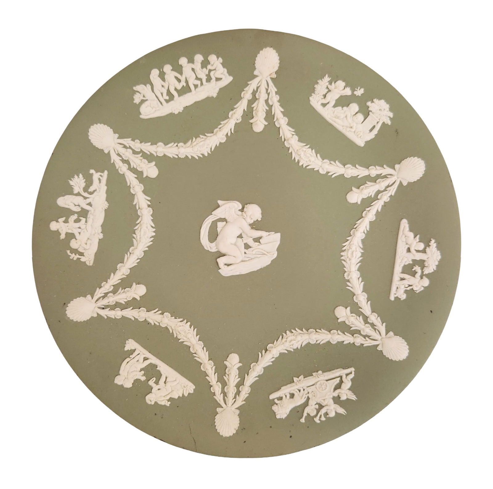 Wedgwood Green Jasperware Plate with Classical Reliefs (1 of 2)