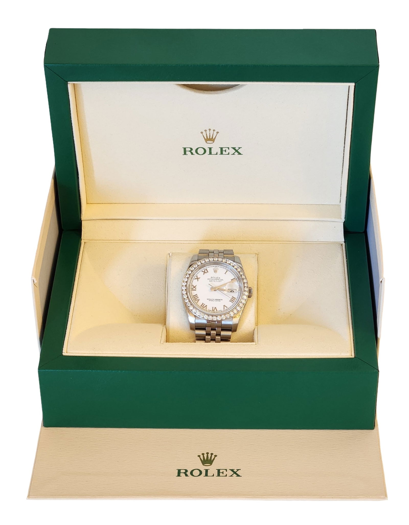 Rolex Datejust Oystersteel, 36 mm, White Gold and After Market Diamonds and Original Bezel (1 of 8)