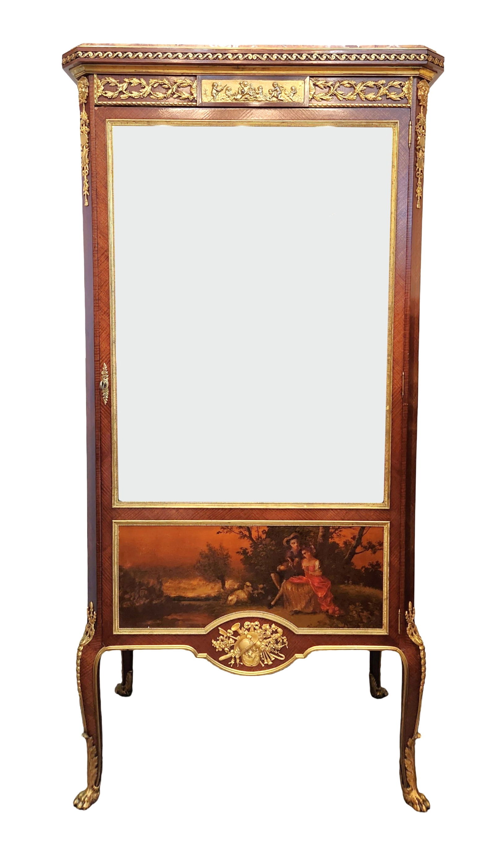 Original Francois Linke 19th Century Gilt Bronze-Mounted Kingwood Vitrine: Original Francois Linke 19th Century Gilt Bronze-Mounted Kingwood Vitrine Measure 56"in H x 27"in W x 15 1/2"in D