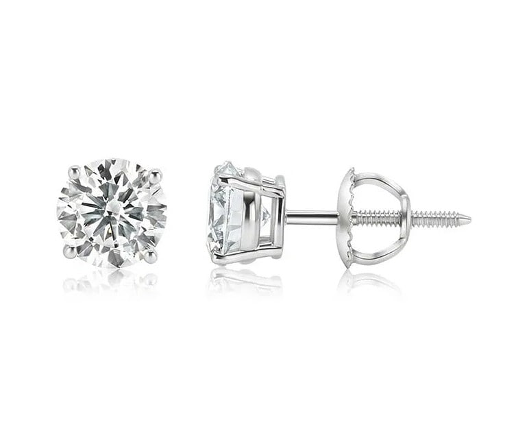 0.28 ctw 14K White Gold 4 Prong Screwback Round Stud (LAB-GROWN): Shape: Round Metal Type: 14K White Gold Style: 4 Prong Screwback Color: F-G Color: F-G Clarity: SI Total Carat Weight: 0.28 (LAB-GROWN) #NGFY70285v12