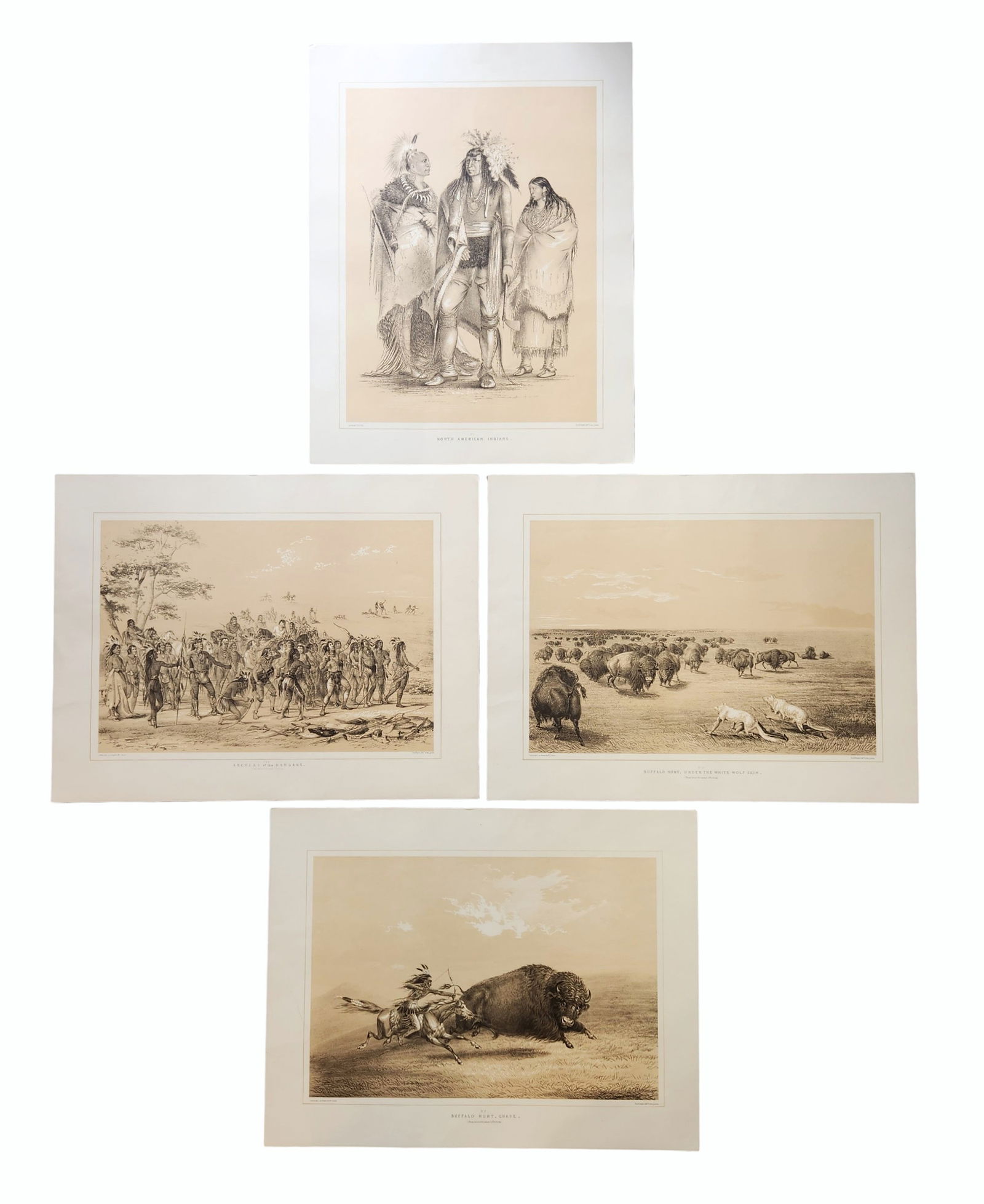Set of 4 George Catlin "North American Indian & Hunting Scenes" Engravings, Engraved by McGahey (1 of 7)