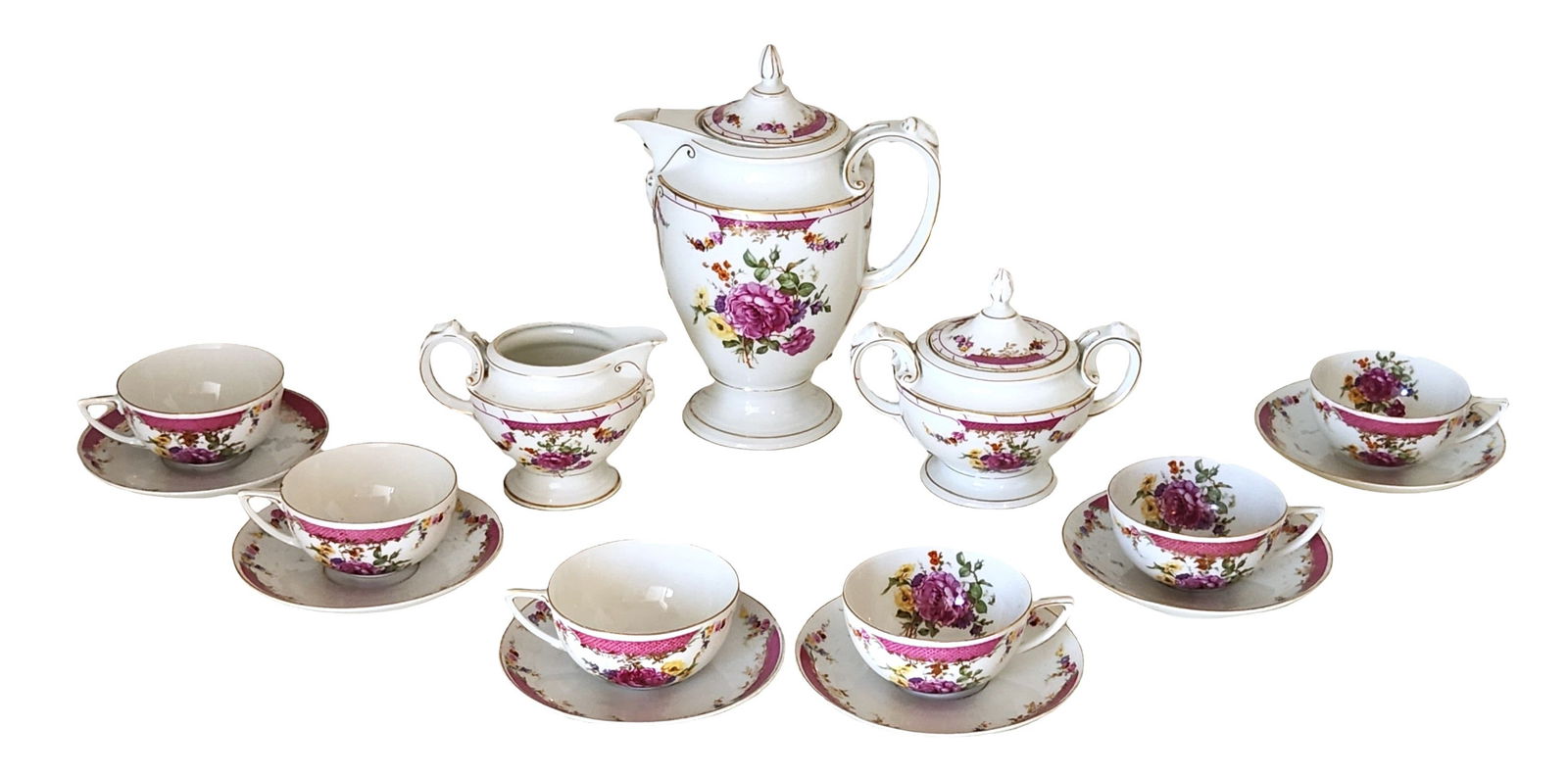 Rosenthal Selb-Bavaria “Kings Rose" Tea Set – 15-Piece Vintage German Porcelain Service (1 of 9)