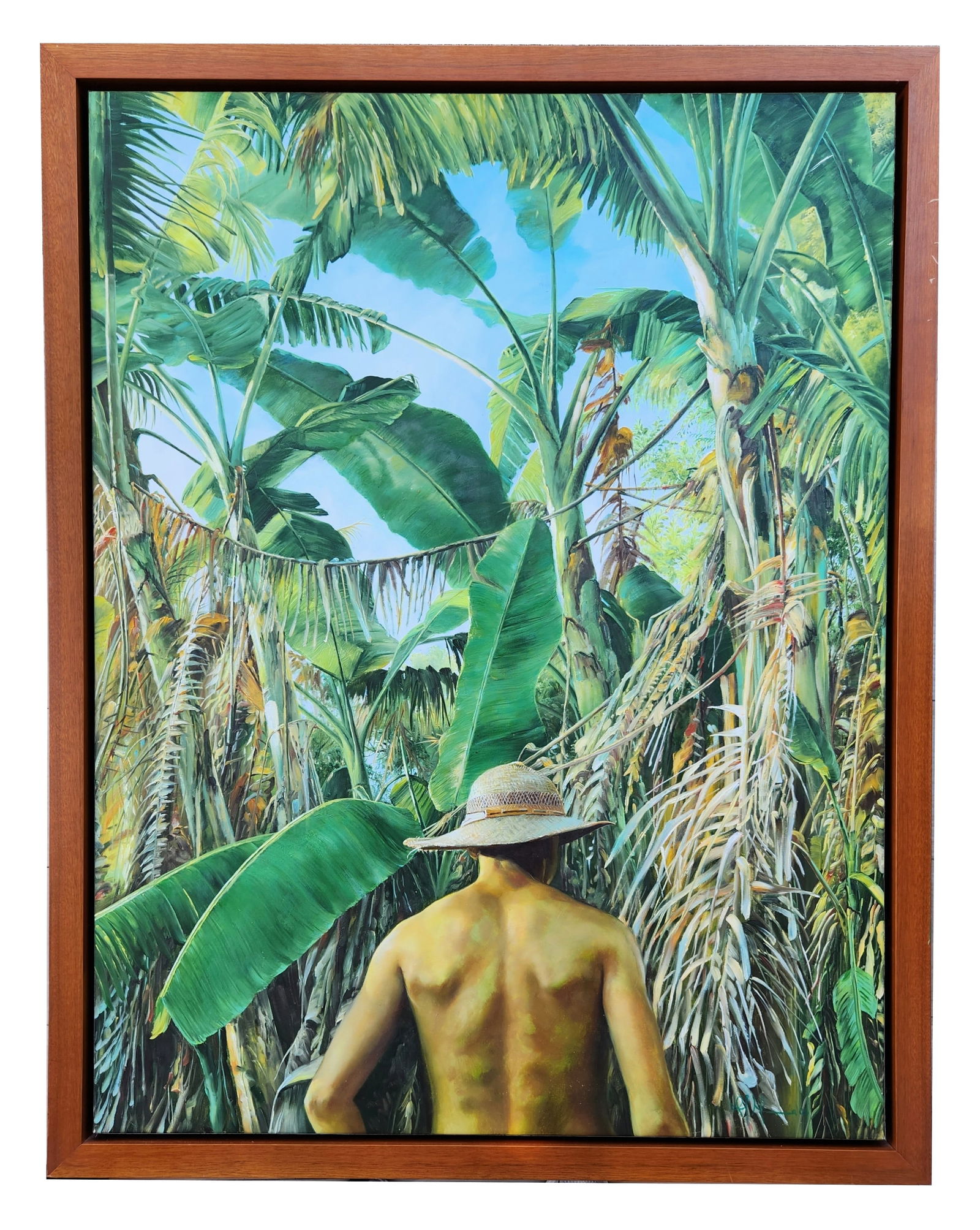Israel Miranda Rodriguez (Born 1968) Cuba: Israel Miranda Rodriguez (Born 1968) Cuba Title: Platanal III / hombre Dated: 2006 Measure 48"in H x 36 1/4"in W and 52"in H x 40 1/4"in W x 2 1/4"in D framed