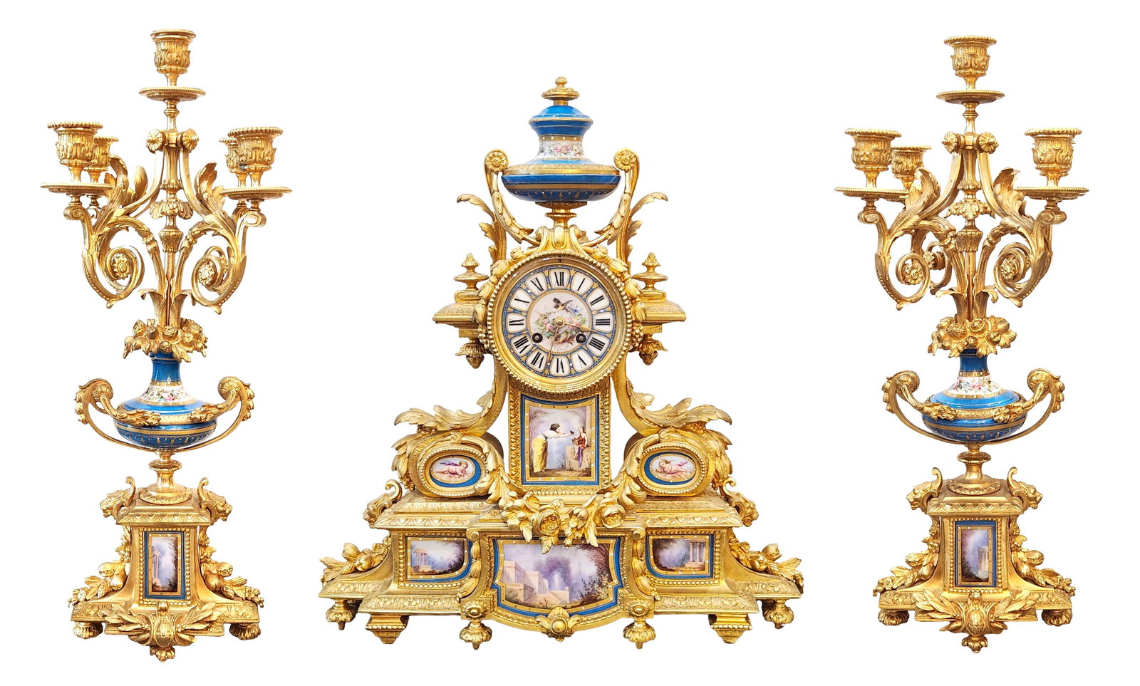 Louis XVI Sevres Porcelain Mounted Clock Garniture (1 of 14)