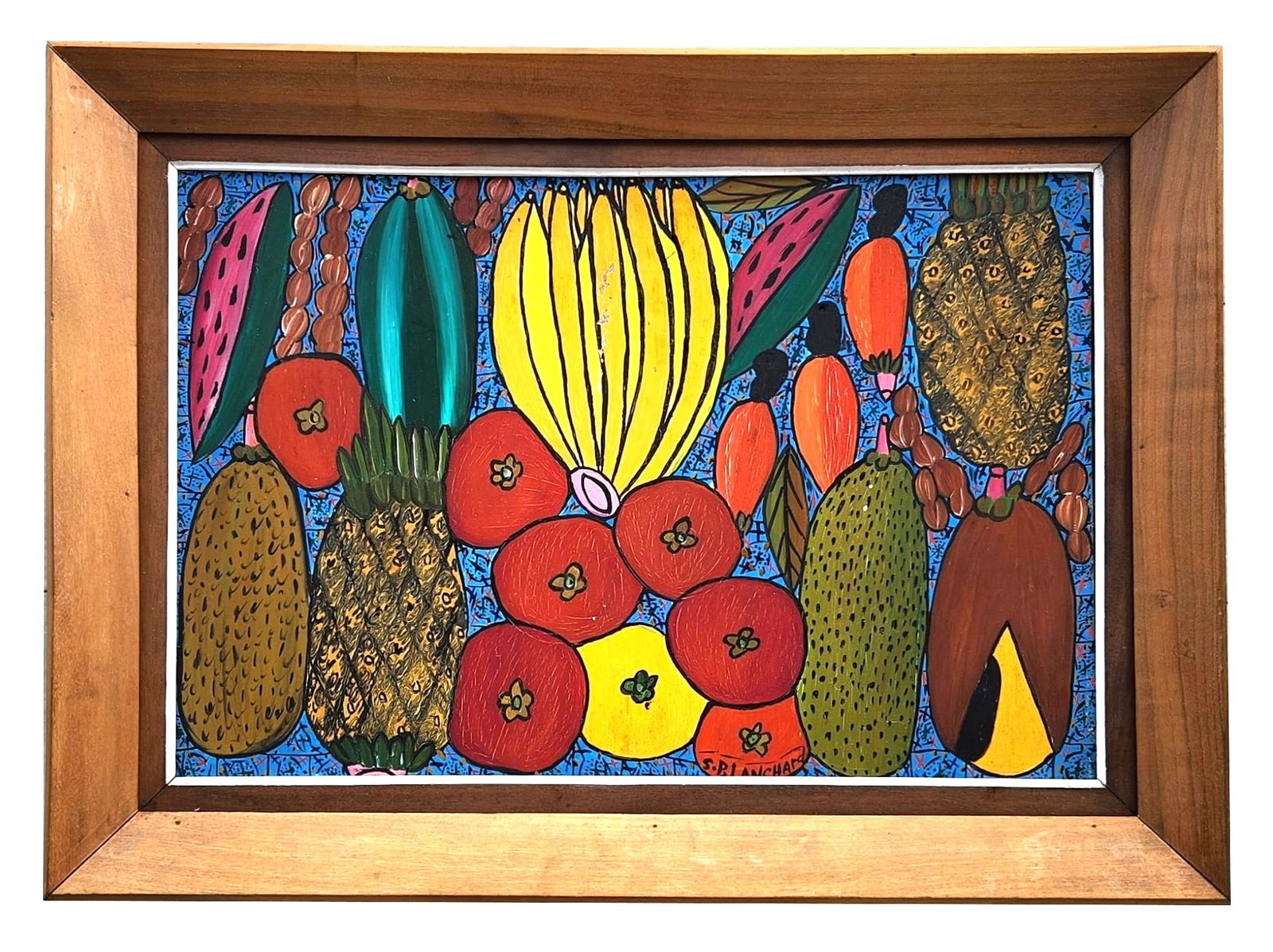 Sisson Blanchard (1929 - 1981) Haiti: Sisson Blanchard (1929 - 1981) Haiti Oil on Board Measure 16"in H x 24"in W and 21"in H x 29 1/4"in W x 2"in D framed Biography: Blanchard Sisson, born in Trouin, Haiti in 1926 and died in 1981, is a