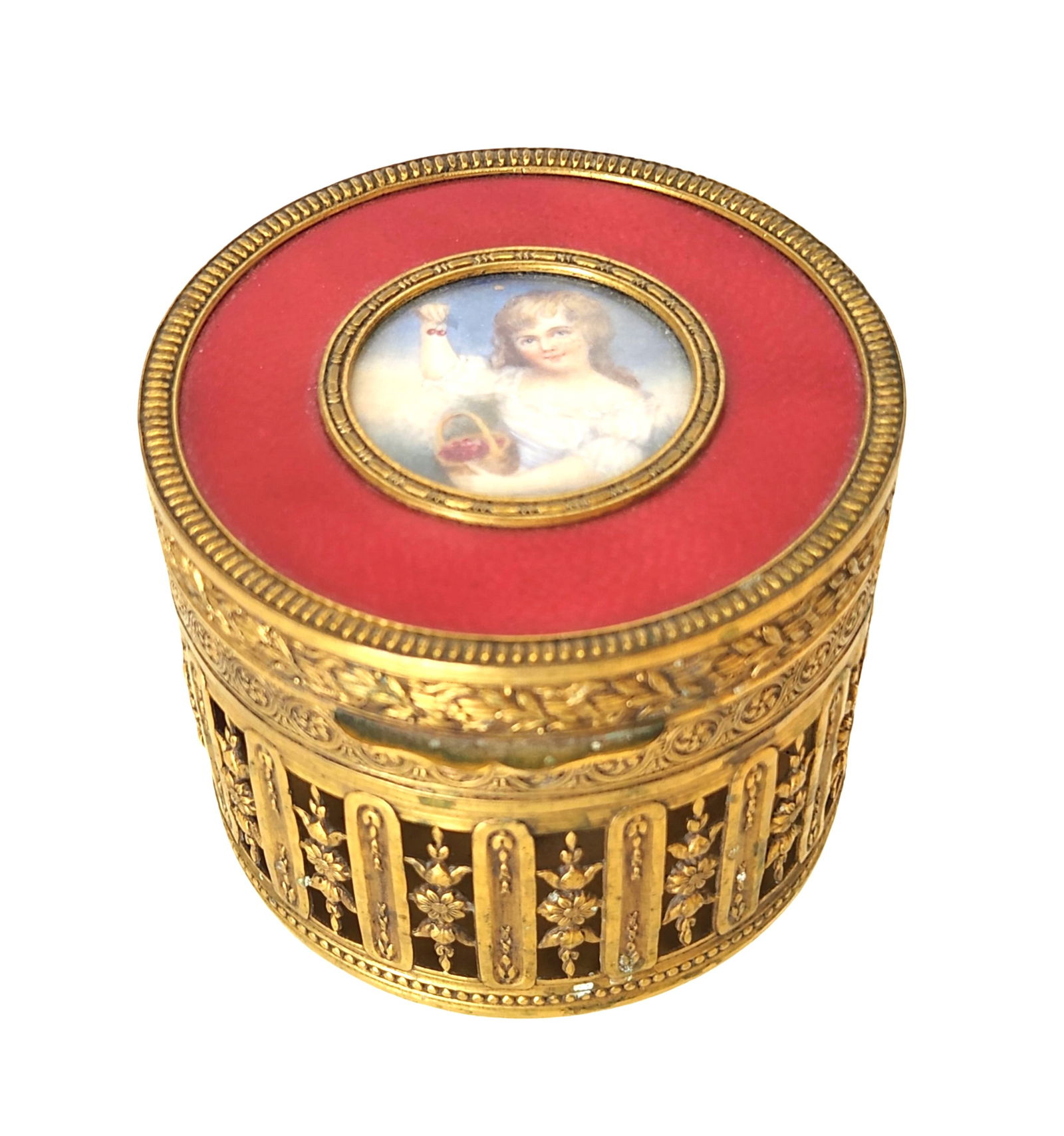 19th Century French Bronze Overlayed Vanity Powder/Jewelry Glass Jar/Box: 19th Century French Bronze Overlayed Vanity Powder/Jewelry Glass Jar/Box Measure 3"in H x 3 3/4"in Diameter