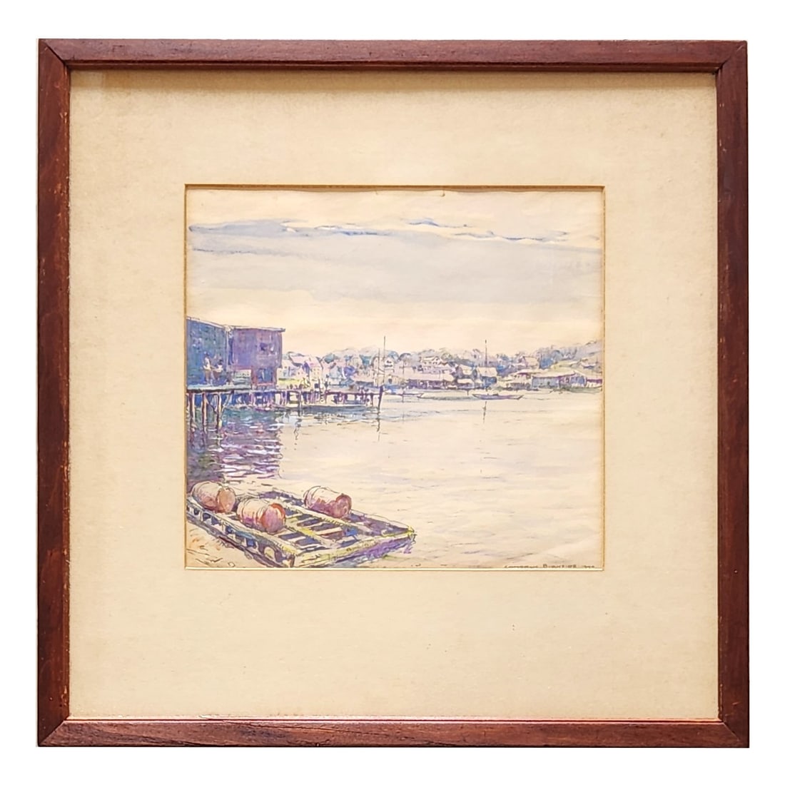 Cameron Burnside (1887 - 1952) England: Cameron Burnside (1887 - 1952) England Watercolor on Paper Measure 9 1/2"in H x 10 1/2"in W and 17 3/4"in x 17 3/4"in W framed Known for: Modernest easel painting, portraits, wartime history murals, t
