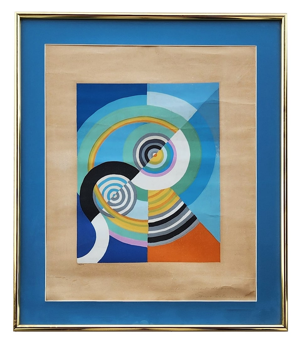 Sonia Delaunay-Terk (1885 - 1979) Ukraine: Sonia Delaunay-Terk (1885 - 1979) Ukraine Lithography Signed and Numbered 138/300 Measure 22"in H x 18 1/4"in W and 28"in H x 24"in W framed Known for: Decorative painting, design, orphism Biography:
