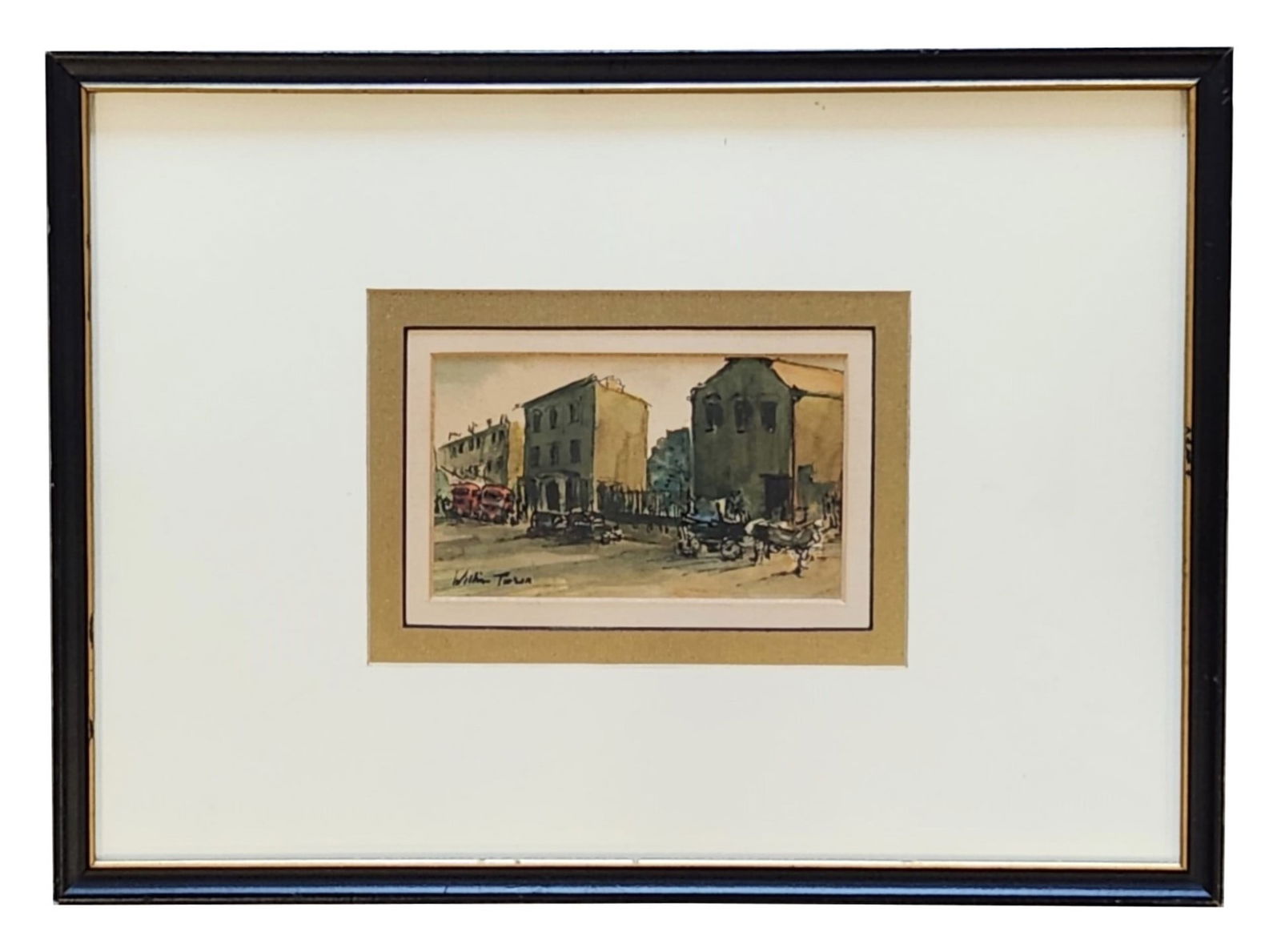 William Ralph Turner (1920 - 2013) England: William Ralph Turner (1920 - 2013) England Watercolor on Paper Measure 3"in H x 5 1/4"in W and 11"in H x 15"in W with frame Known for: Expressionist countryside landscape and female figure painting, n