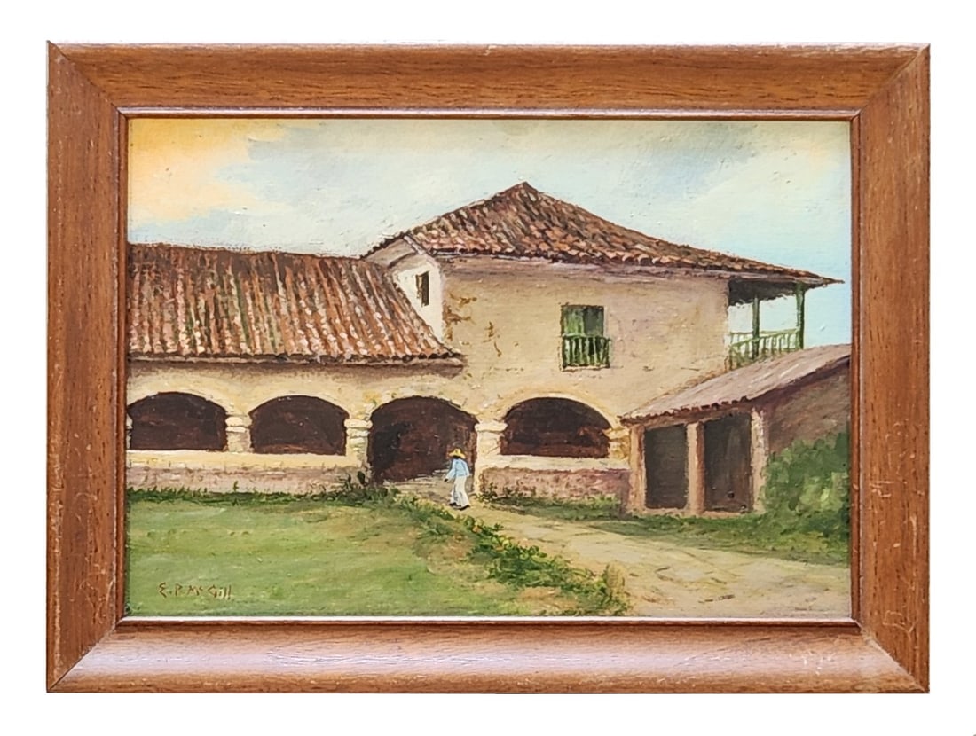 Eloise Polk (E.P.) McGill (1868 - 1939) American: Eloise Polk (E.P.) McGill (1868 - 1939) American Oil on Board Measure 6 1/2"in H x 9 1/2"in W and 8 1/2"in H x 11 1/2"in W framed Known for: Floral landscape, portrait and miniature painting, teaching