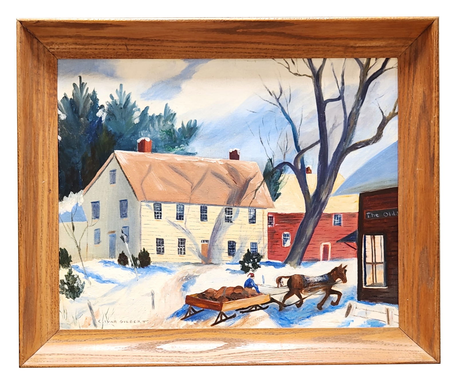 Carl Ivar Gilbert (1882 - 1959) American: Carl Ivar Gilbert (1882 - 1959) American Oil on Board Measure 15 1/2"in H x 19 1/2"in W and 19 1/2"in H x 23 1/2"in W x 1 3/4"in D framed Biography: Was active/lived in New York, New Hampshire. Carl G