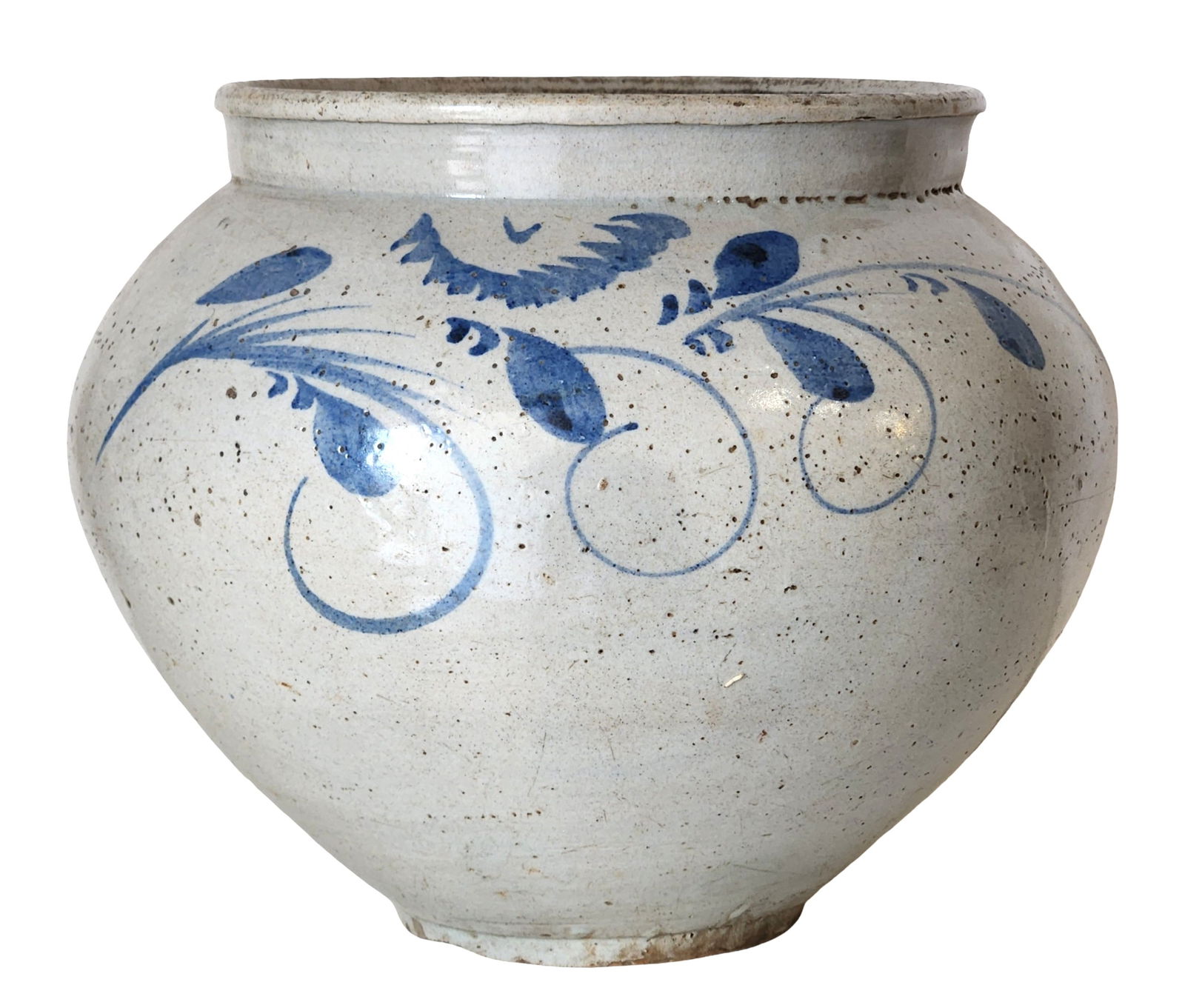 Large Blue Decorated Stoneware Crock / Jar (1 of 2)