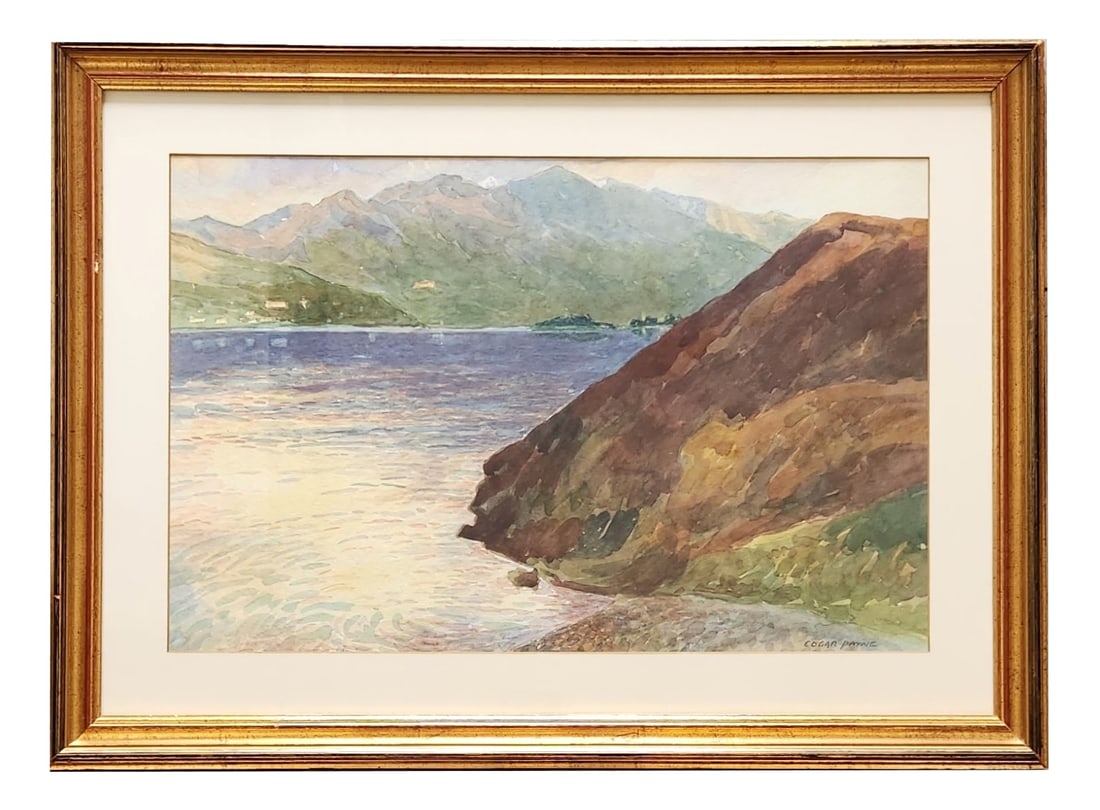 Edgar Alwin Payne (1882-1947) American: Edgar Alwin Payne (1882-1947) American Watercolor on Paper Measure 12 1/2"in H x 19"in W and 18 1/2"in H x 25"in W framed Known for: Western landscape and waterscape painting Biography: At the age of
