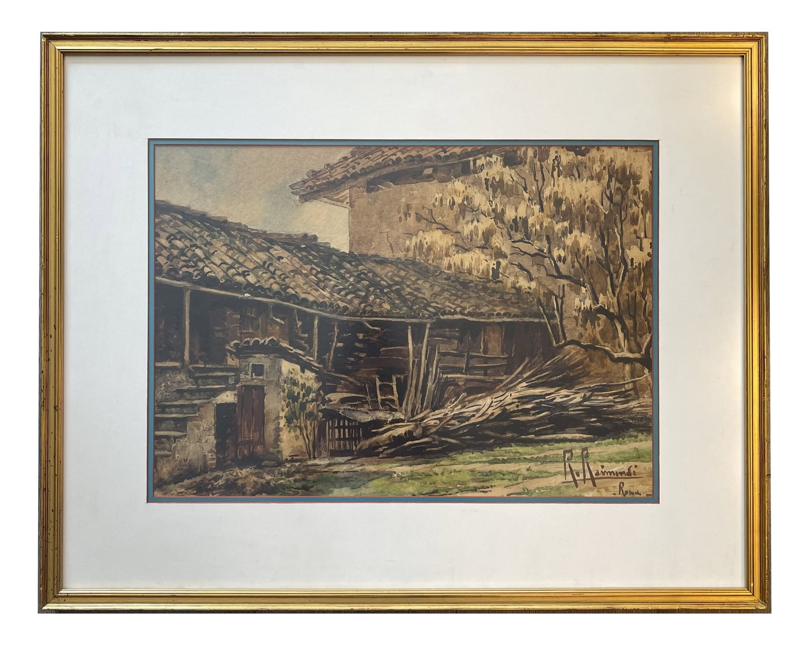Roberto Raimondi (1877 - 1961) Italian: Roberto Raimondi (1877 - 1961) Italian Watercolor on Paper Measure 13"in H x 18 1/2"in W and 21"in H x 27"in W with frame