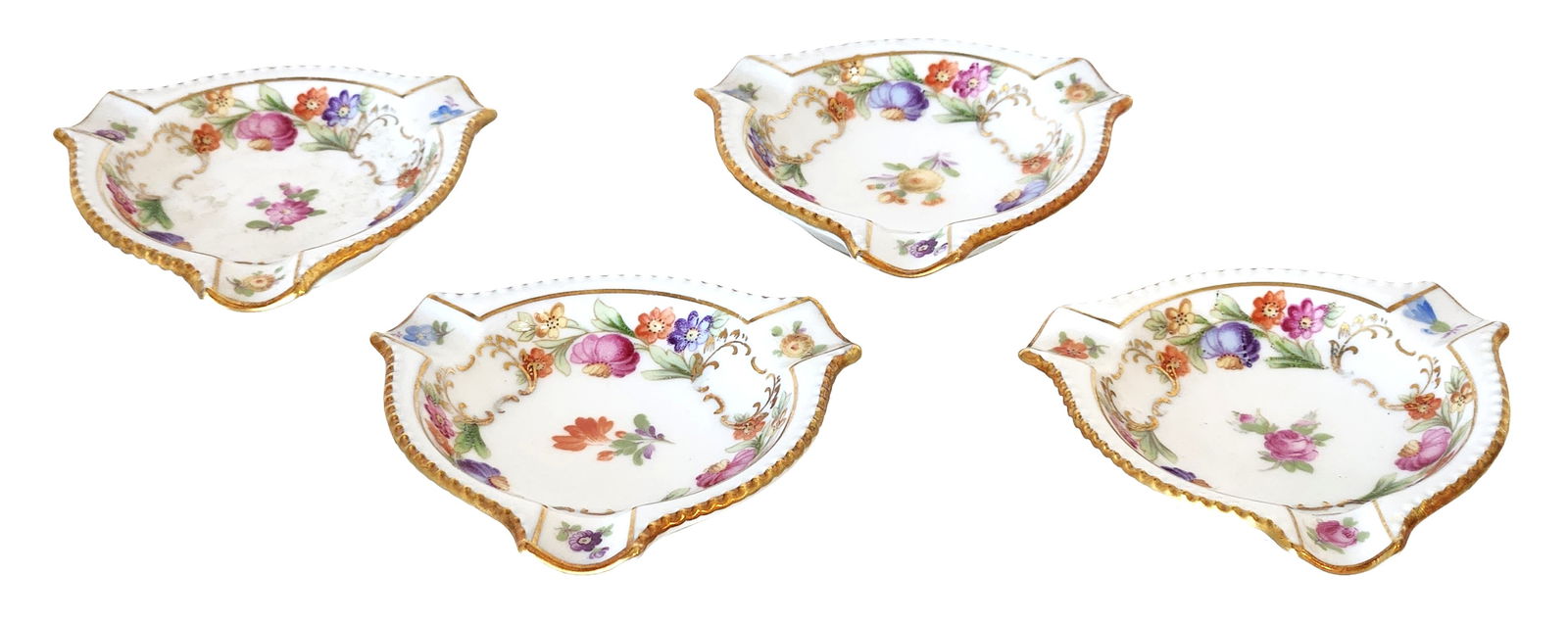 Set of Four Bavarian Schumann Arzberg Porcelain Dishes with Floral Decoration (1 of 3)