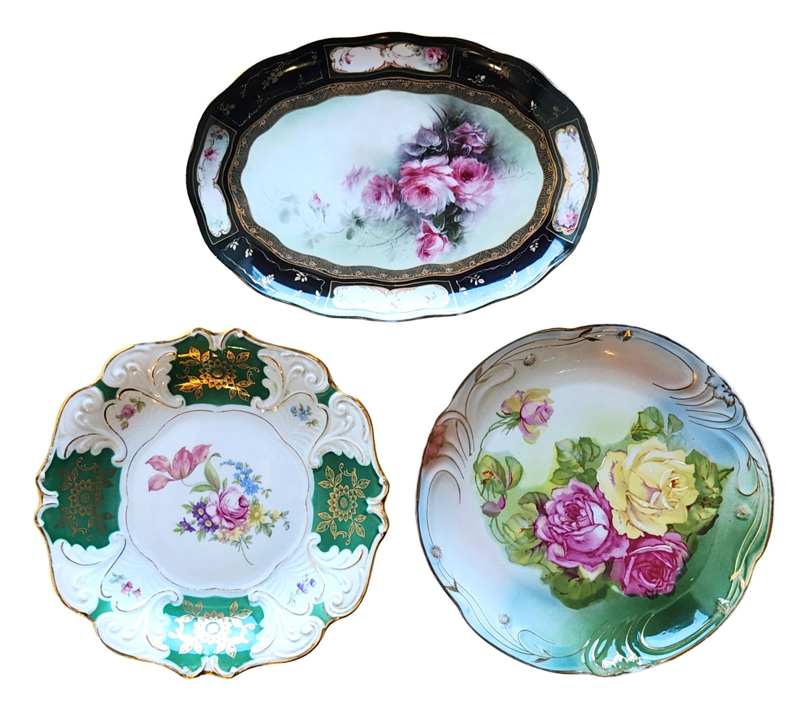 Group of European Porcelain Decorative Plates, Floral & Portrait Motifs, 7 Pieces (Some Signed) (1 of 5)