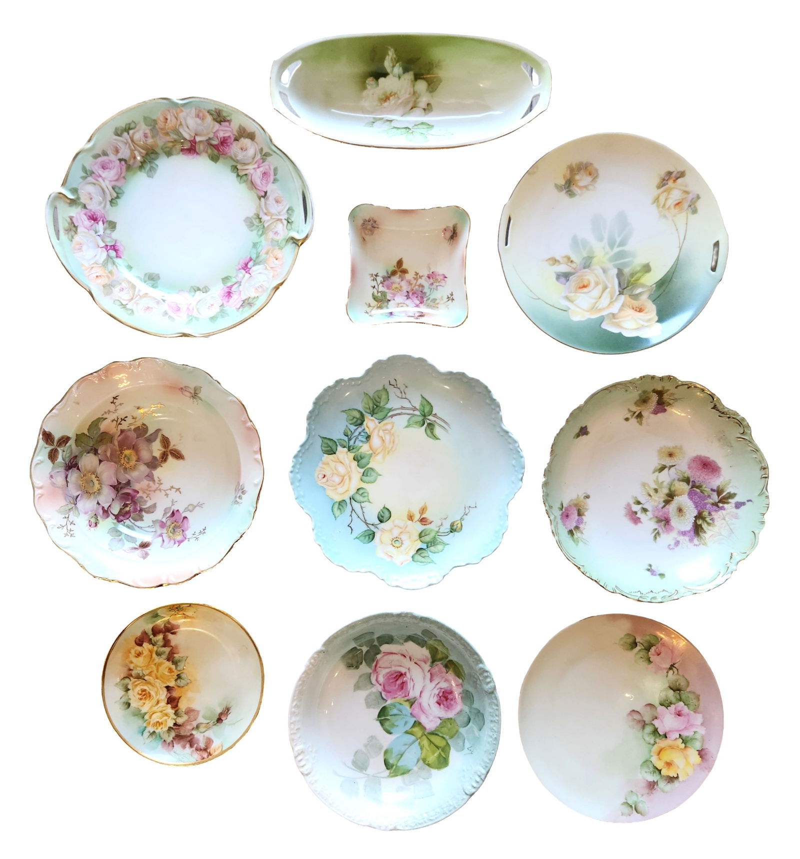 Group of 10 Antique & Vintage European Porcelain Floral Dishes & Plates (1 of 5)