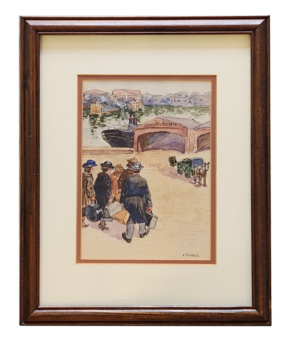 Lucy Stelle Brown L'Engle (1889 - 1978) American: Lucy Stelle Brown L'Engle (1889 - 1978) American Watercolor on Paper Measure 9"in H x 6 1/2"in W and 15 1/2"in H x 12 1/2"in W with frame Known for: Cubist abstract painting, Indian genre Name va